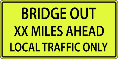 Bridge Closed Ahead Sign On White Background