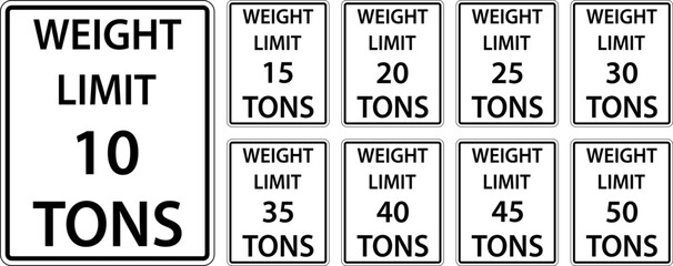 Weight Limit Set Sign On White Background