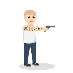 Gangster With Gun design character on white background