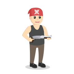 Gangster With Shotgun design character on white background