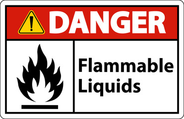 Danger Flammable Liquids Sign On White Background