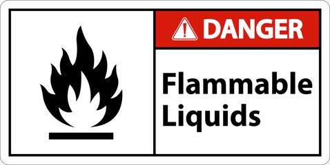 Danger Flammable Liquids Sign On White Background