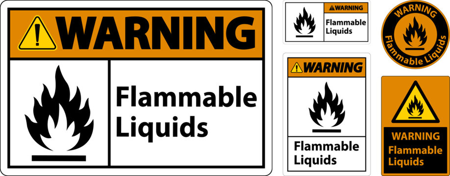 Warning Flammable Liquids Sign On White Background
