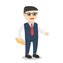 nerd office hold book  design character on white background