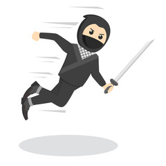 ninja jumping attack design character on white background © Zyram Graphic