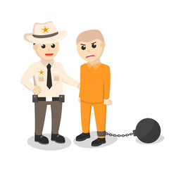 sheriff Caught prisoner design character on white background