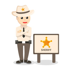 sheriff with sheriff sign design character on white background