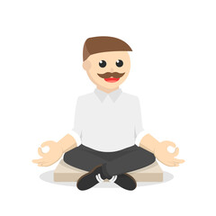 fat man meditate design character on white background