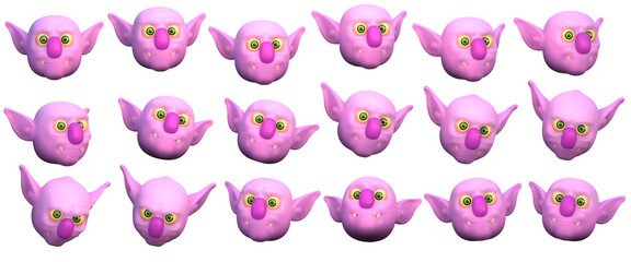 Transparent 3d vampire stylized cartoon faces set halloween cute