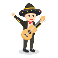 marachi with Guitar design character on white background