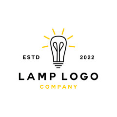 Creative Monoline Lamp Light Logo vector design graphic