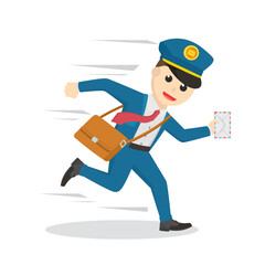 postman running delivering letter design character on white background