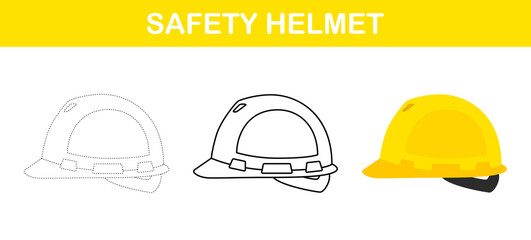 Fototapeta premium Safety Helmet tracing and coloring worksheet for kids