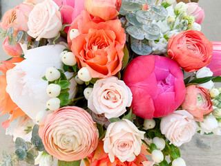 bouquet of flowers, peonies, roses