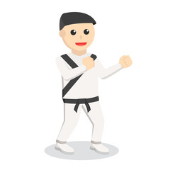Karate man combat pose design character on white background