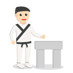 Karate man Doing Breaking rock Technique design character on white background