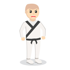 Karate man standing pose design character on white background