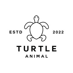Fototapeta premium Monoline Turtle animal Logo vector design graphic emblem