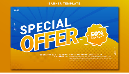 Vector design social media template for Advertising and promotion product, special offer banner with color blue orange
