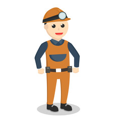 Miner standing pose design character on white background