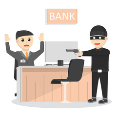 robber robbing bank design character on white background