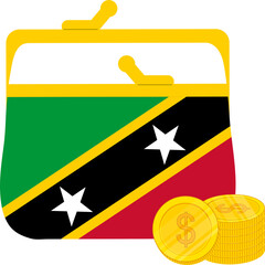 Saint Kitts and Nevis Flag hand drawn,East Caribbean dollar hand drawn