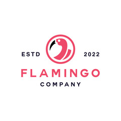 Silhouette flamingo animal Logo vector design graphic emblem