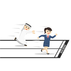 Fototapeta premium business woman and businessman arabian road to finish