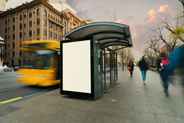 Outdoor advertising bus shelter with foot traffic