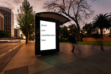 Outdoor advertising bus shelter with foot traffic