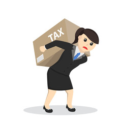 business woman secretary carrying tax box design character on white background