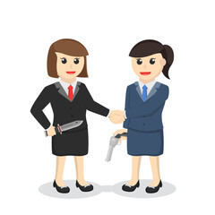business woman secretary cooperation with distrust design character on white background