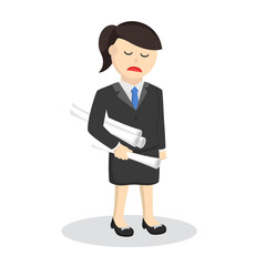 business woman secretary feel not excited design character on white background
