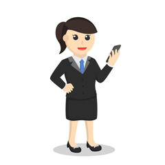 business woman secretary holding a gadget design character on white background