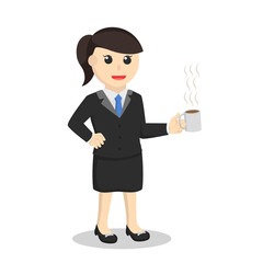 business woman secretary holding coffee design character on white background