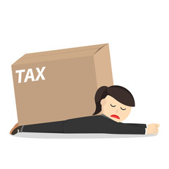 business woman secretary load the tax box design character on white background