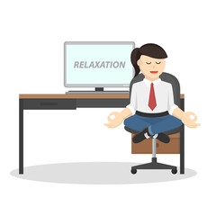 business woman secretary relaxation in the office design character on white background