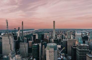 Fototapeta premium city skyline Manhattan views skyscraper Central Park urban area panorama sky sunset 
