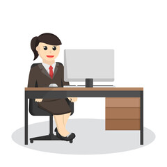 business woman.work on table design character on white background