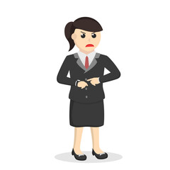 business woman secretary angry to late design character on white background