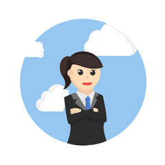 business woman secretary in circle frame design character on white background