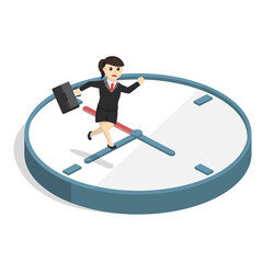 Obraz premium business woman stuck in the time clock design character on white background