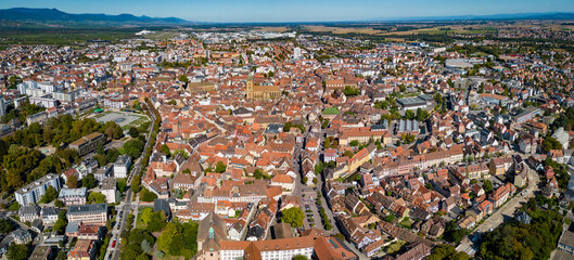 Aerial view of the city Colmar  in France - obrazy, fototapety, plakaty