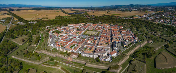 Aerial view of the city Neuf-Brisach in France