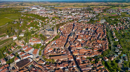 Aerial view of the city  Obernai in France