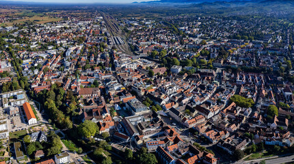 Aerial view of the city Offenburg in Germany