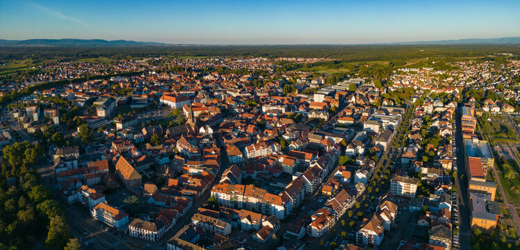 Aerial view of the city Haguenau in France