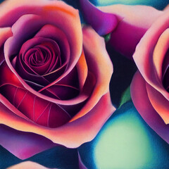 Obraz na płótnie Canvas Roses seamless pattern, 3D illustration, 3D rendering.