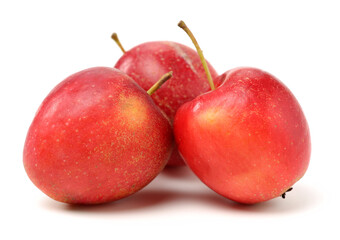 small red and yellow apples isolated on white background