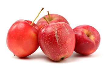 small red and yellow apples isolated on white background